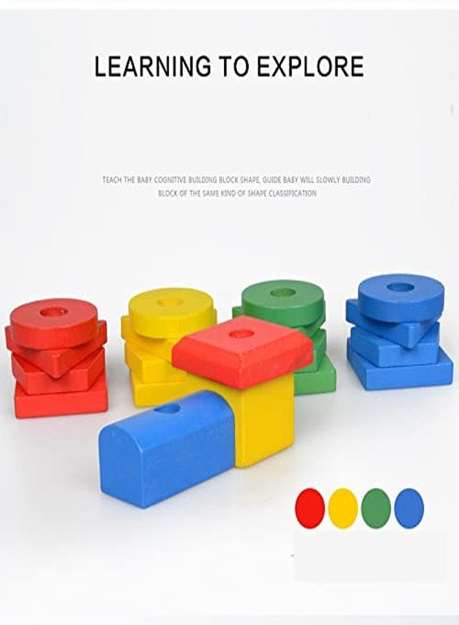 PLUSPOINT Wooden Shape Sorting & Stacking Block Train Toy Colour sorter and Stacking Game Block Puzzle Toy Pull Early Learning Educational Toddler Gift for 3 Year+ Kids (Shape Sorting Train) - Image 5